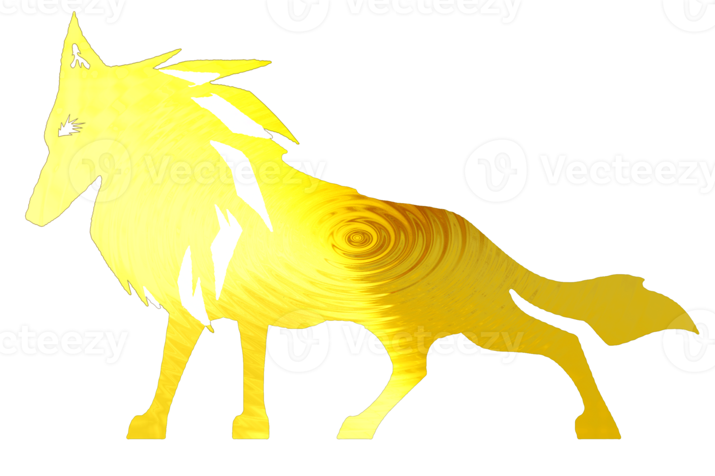 icono de lobo dorado color png