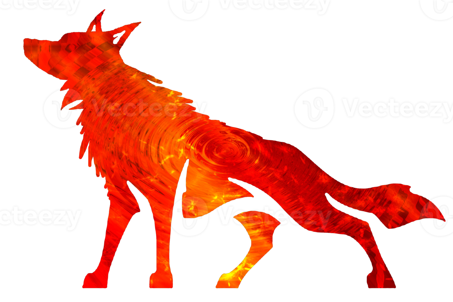 Icon of wolf color orange red png