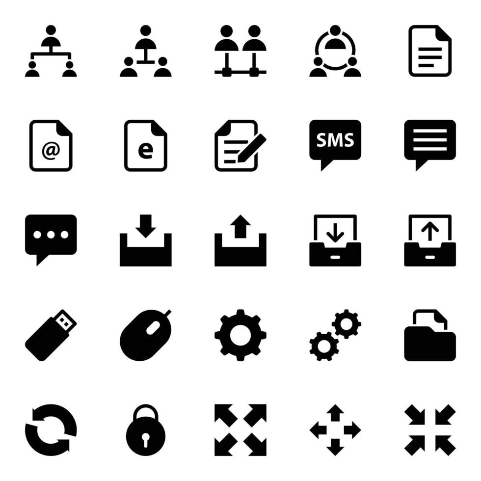 Glyph icons for Network and communication. vector