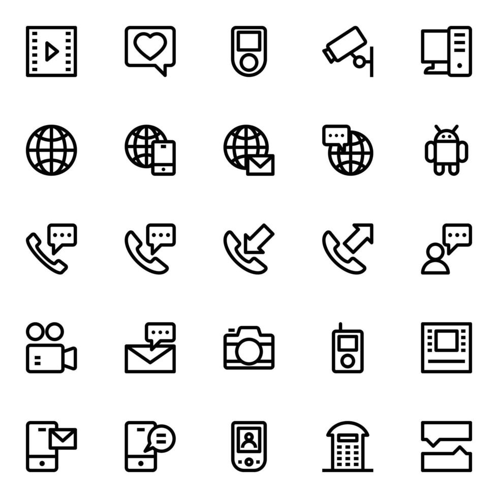 Outline icons for Network and communication. vector