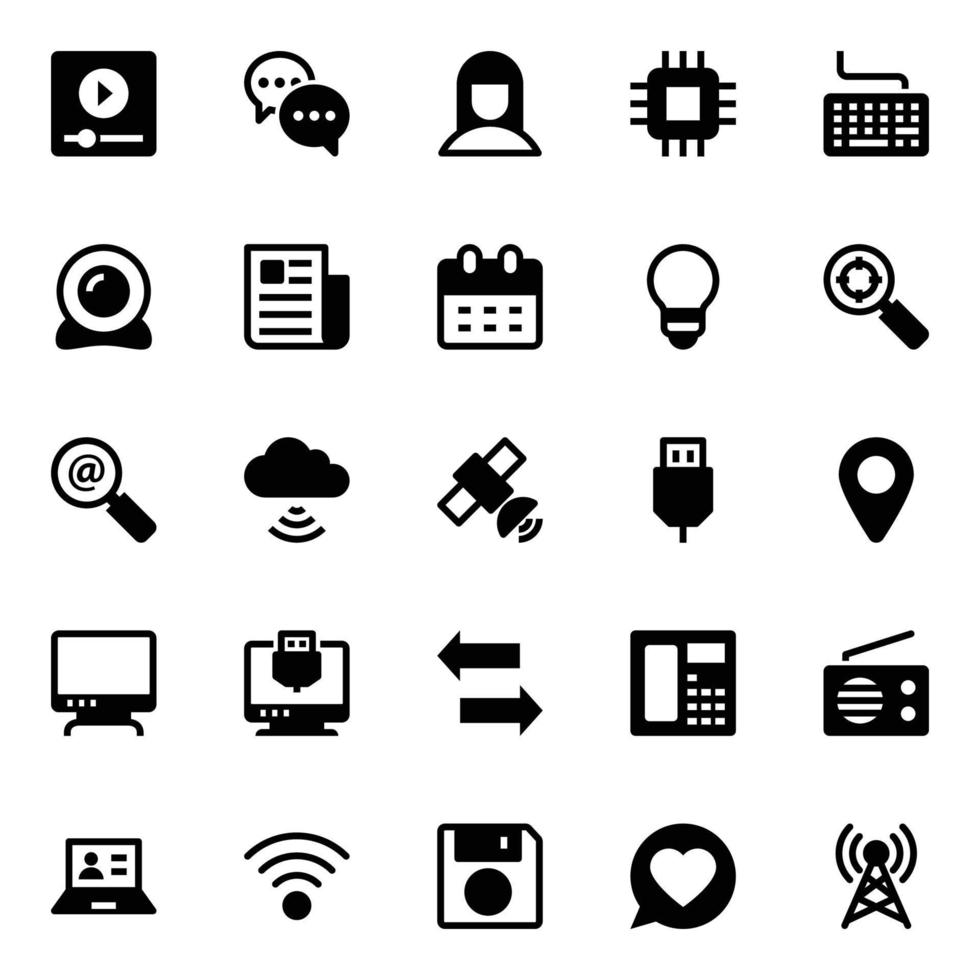 Glyph icons for Network and communication. vector