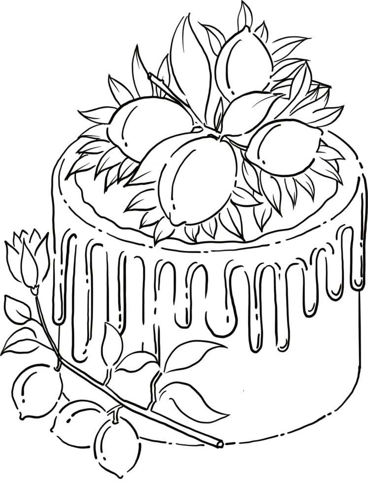 hand drawn lemon theme cake png