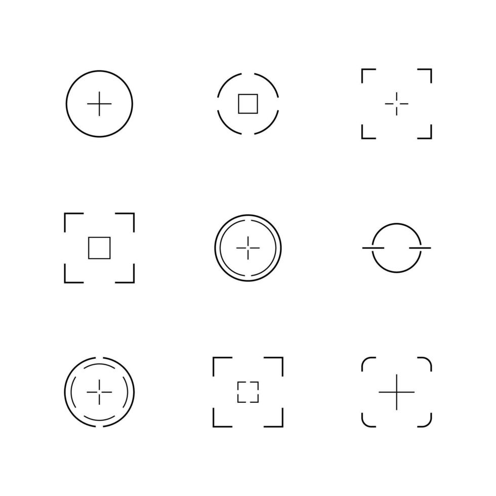 Camera viewfinder linear vector icons. Isolated autofocus outline pictograms collection on white