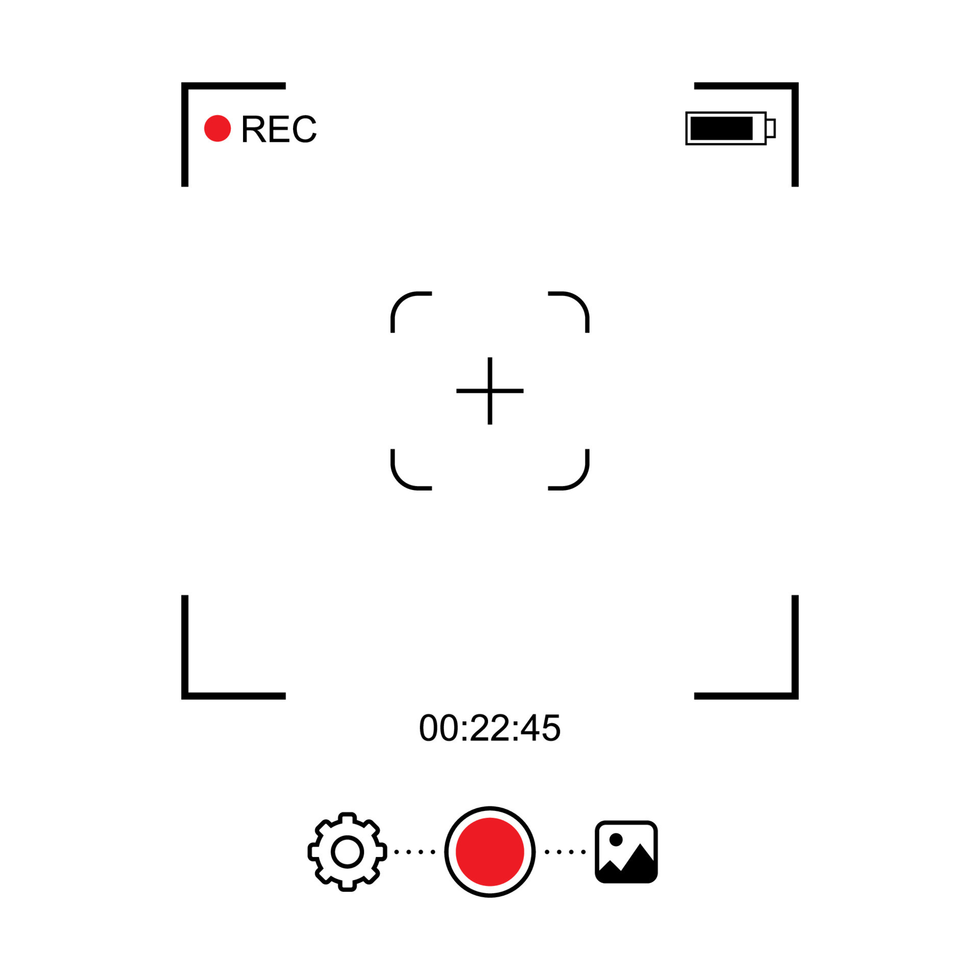 Viewfinder vector template with buttons and screen frame. Mobile phone