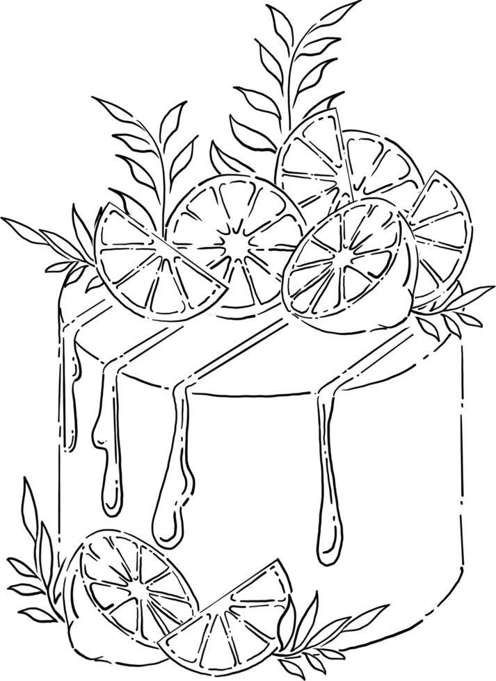 hand drawn lemon theme cake png