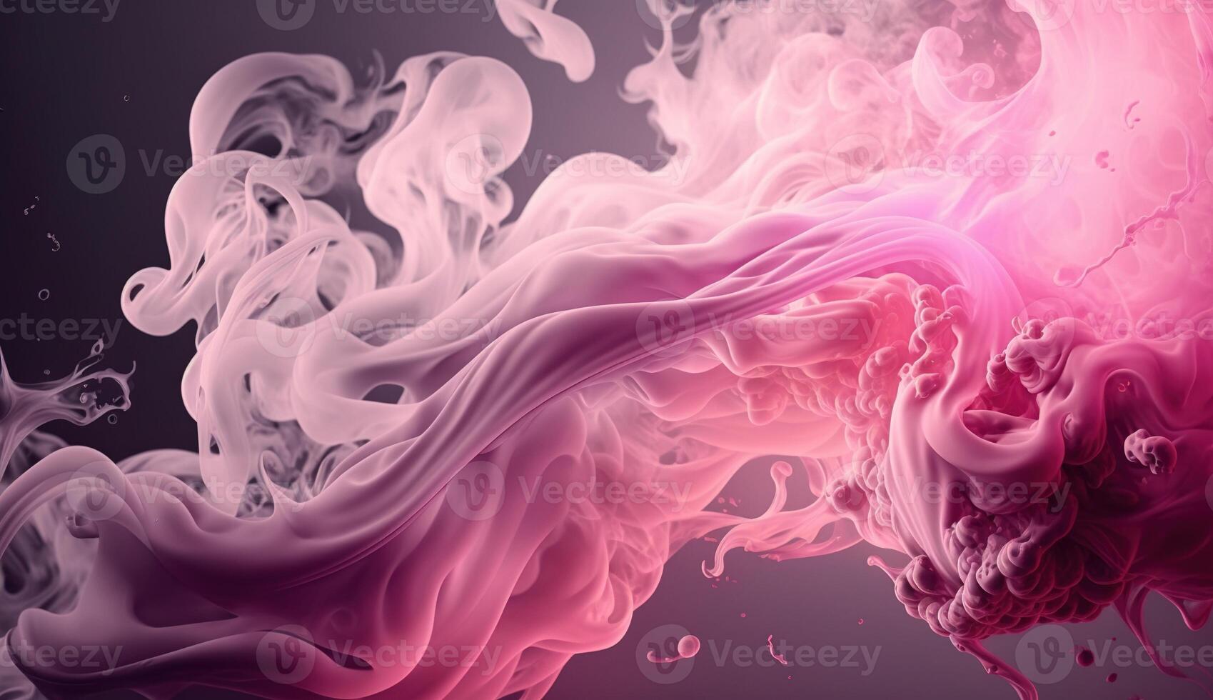 , Flowing light pink, viva magenta smoke with splashes. Soft fluid banner, spring female mood, 3D effect, modern macro realistic abstract background illustration, ink in water effect. photo