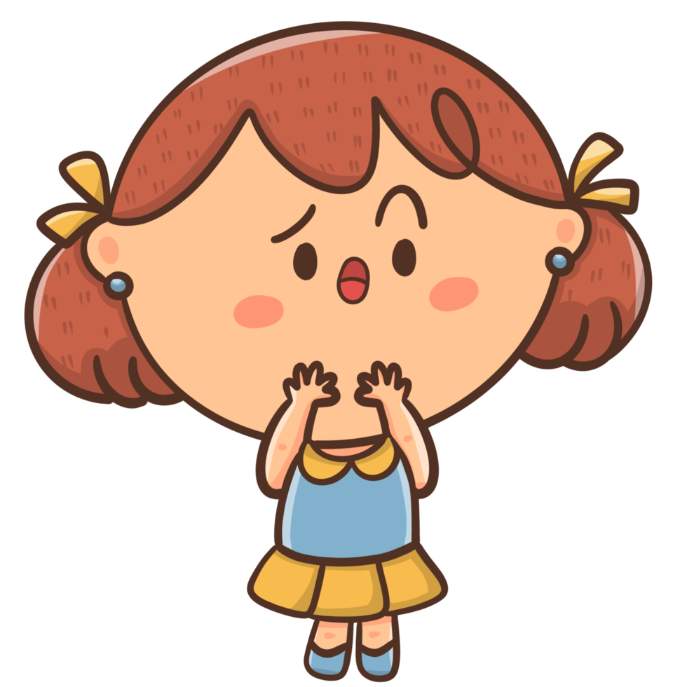 Cartoon illustration little girl curious thoughtful. png