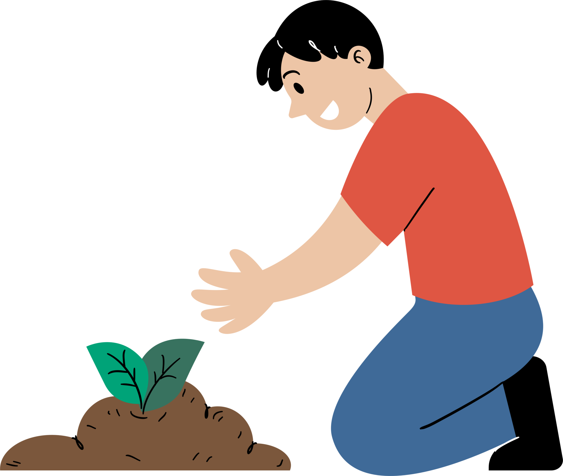 Man using his hands to plant trees, save the earth, environment day  22289961 PNG