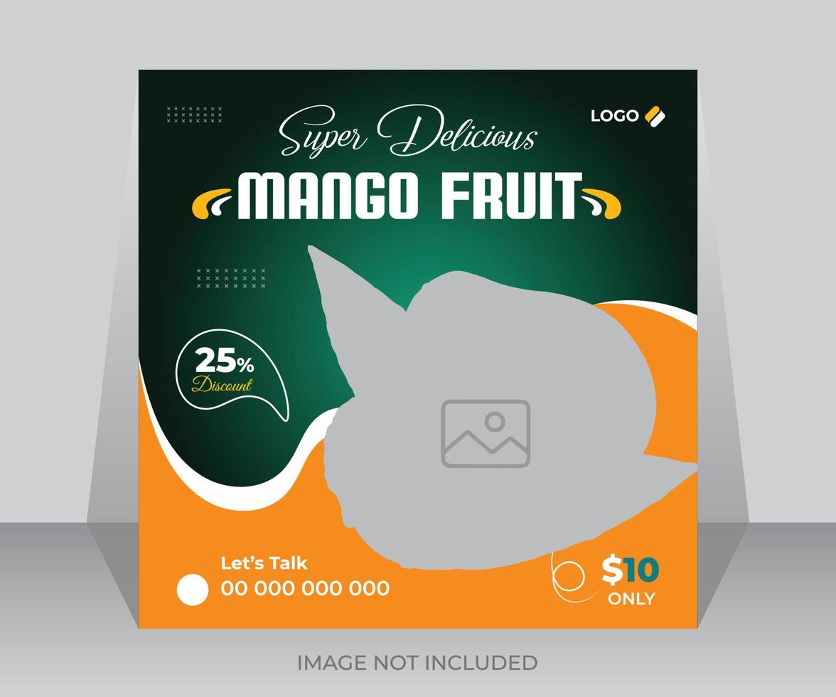 mango frutas social medios de comunicación enviar y instagram bandera modelo diseño vector