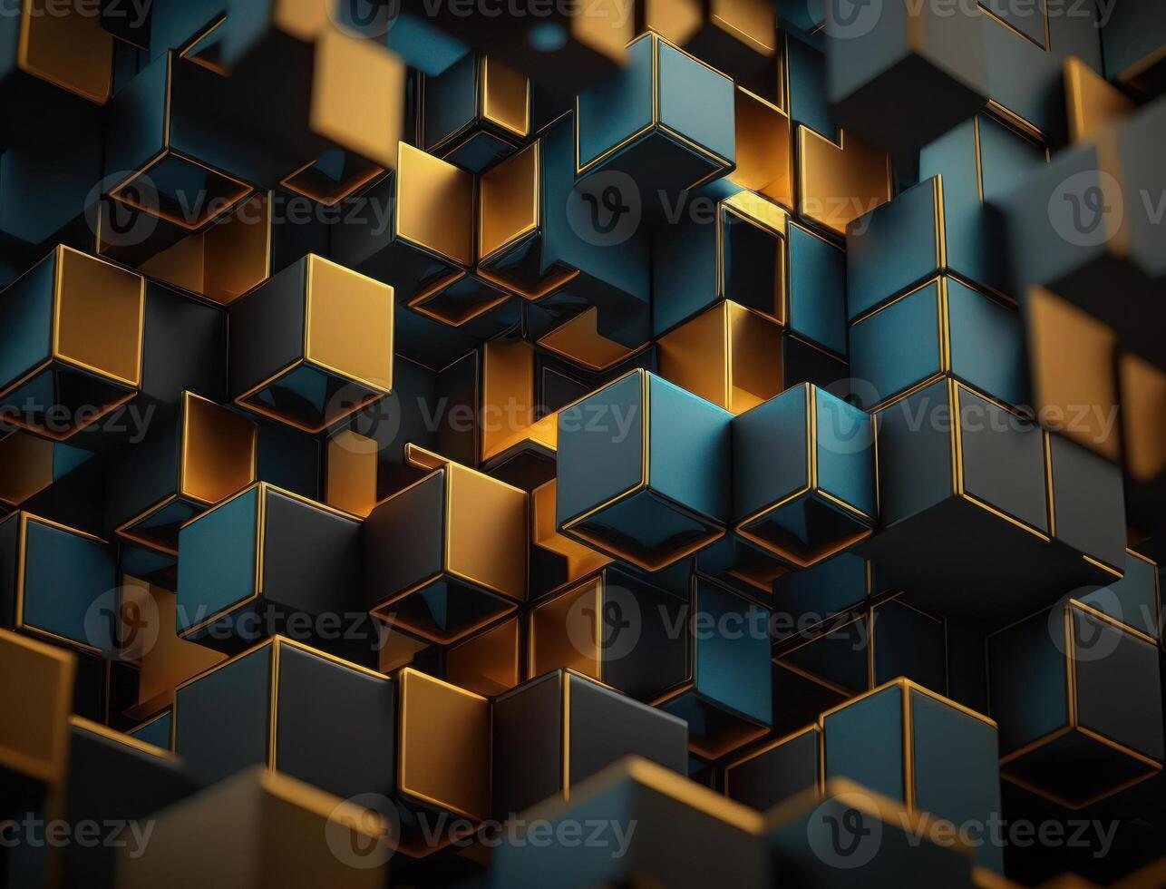 3D Futuristic cubes background Abstract geometric mosaic Square tiles pattern created with technology photo