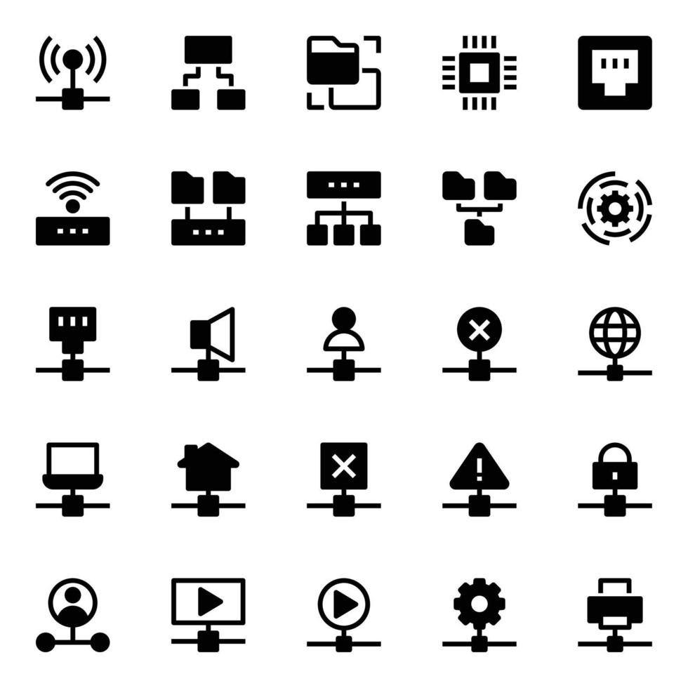 Glyph icons for Network technology. vector