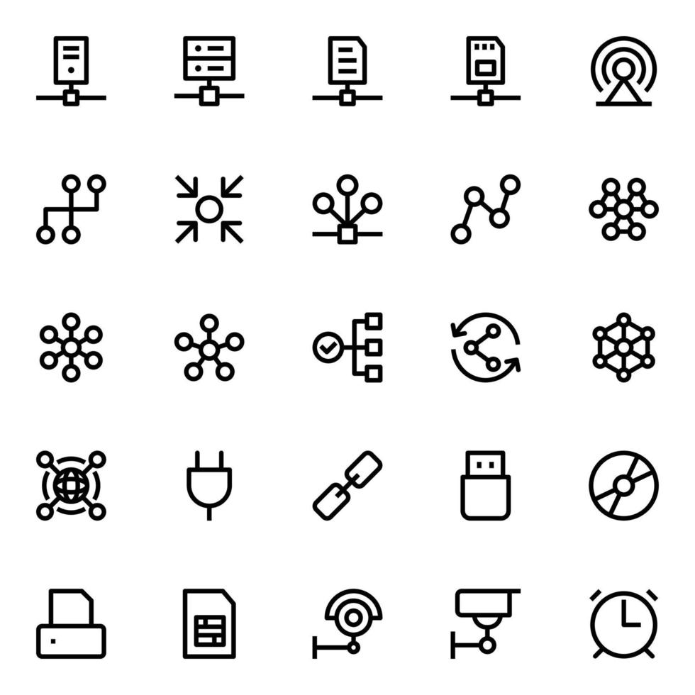 Outline icons for Network technology. vector