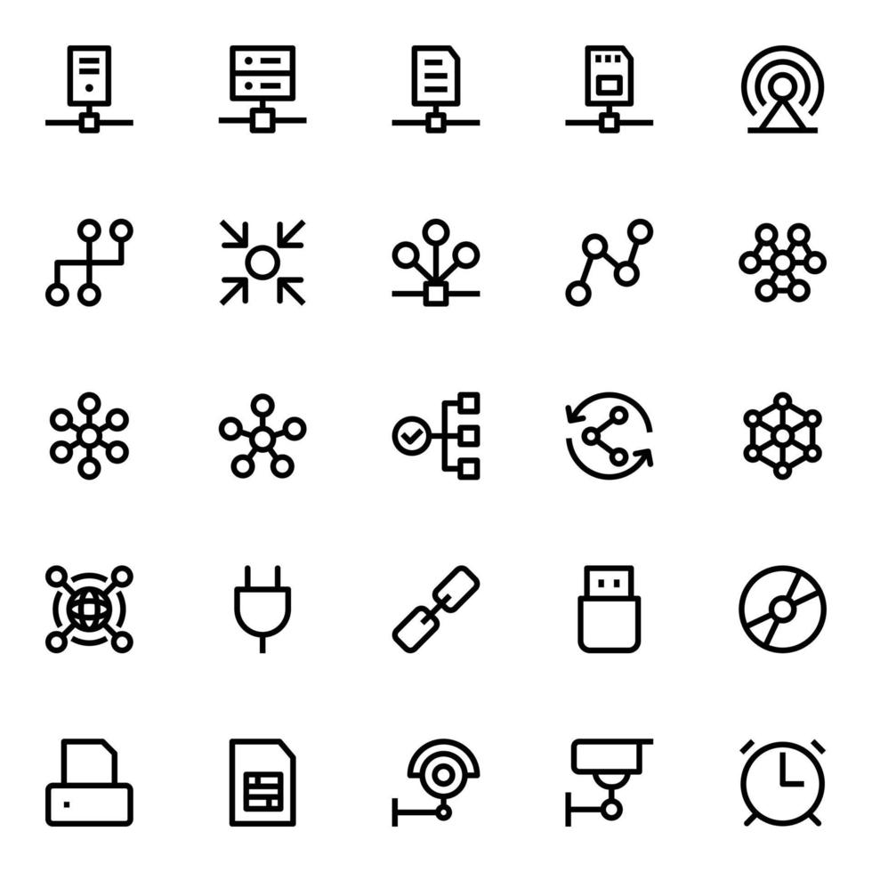 Outline icons for Network technology. vector