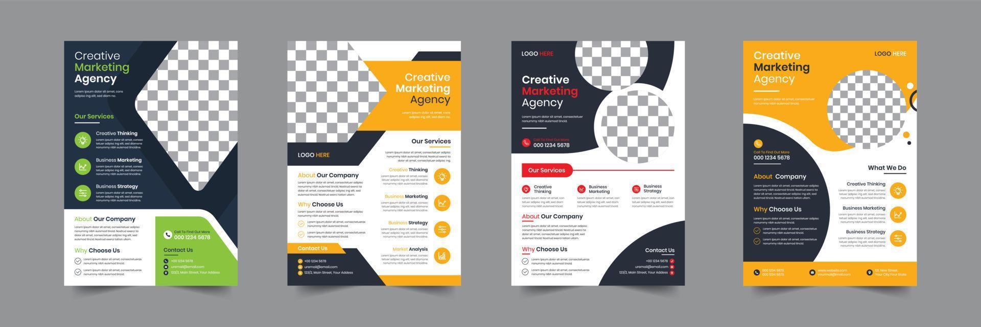 Creative Corporate business flyer template design. 4 poster Leaflet Brochure vector illustrator. For marketing, business proposal, advertise, Annual Report, book cover, promotion, education