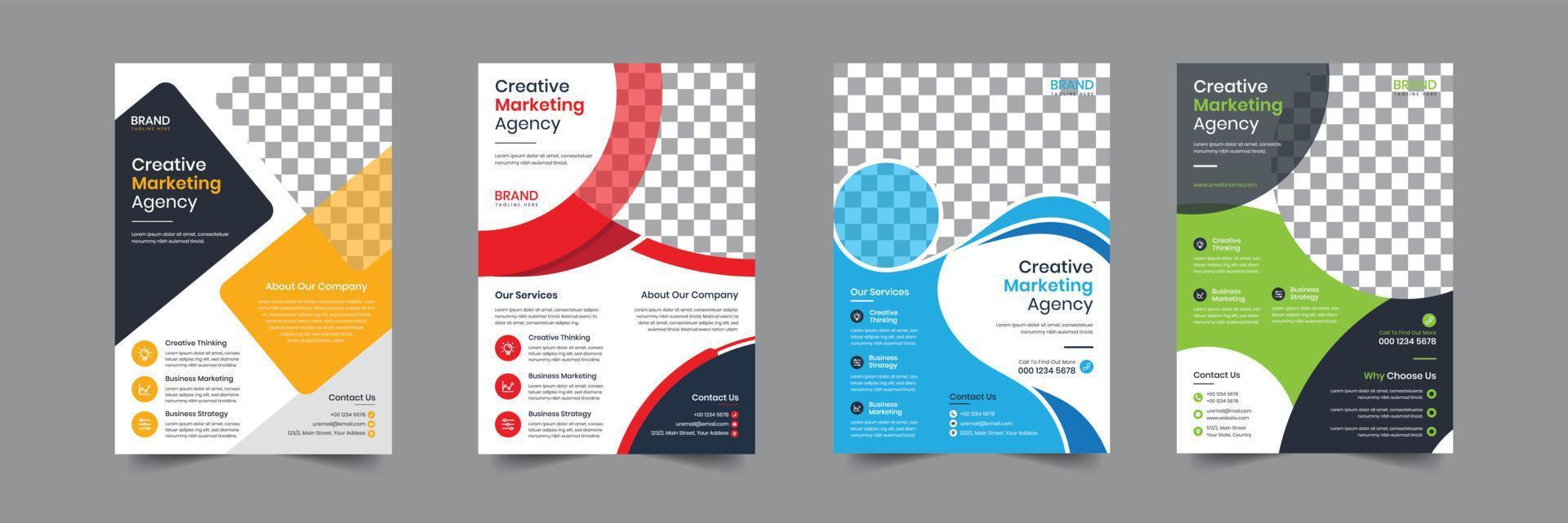 Creative Corporate business flyer template design. 4 poster Leaflet Brochure vector illustrator. For marketing, business proposal, advertise, Annual Report, promotion, book cover, education