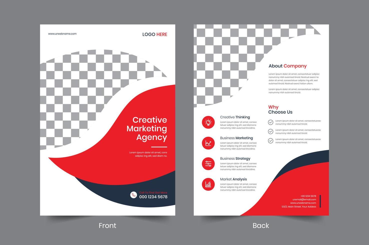 Creative Corporate business flyer template design. 2 sided poster Leaflet Brochure vector illustrator. For marketing, business proposal, promotion, advertise, Annual Report, book cover, education
