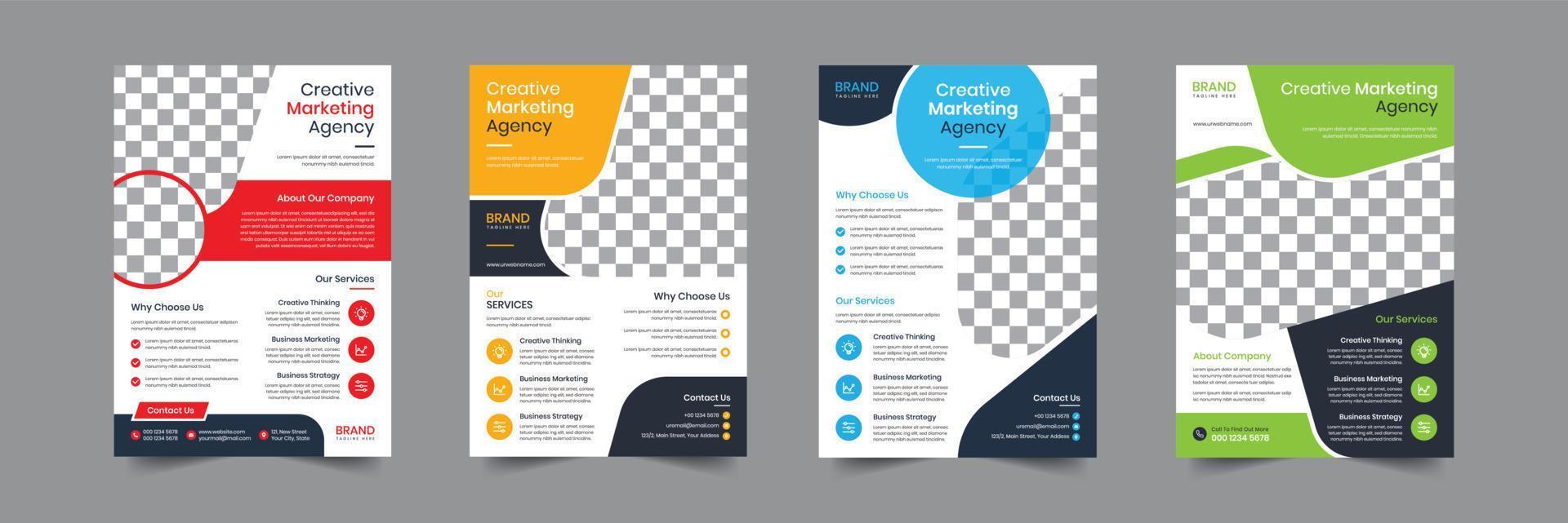 Creative Corporate business flyer template design. 4 Leaflet poster Brochure vector illustrator. For marketing, business proposal, advertise, Annual Report, promotion, book cover, education