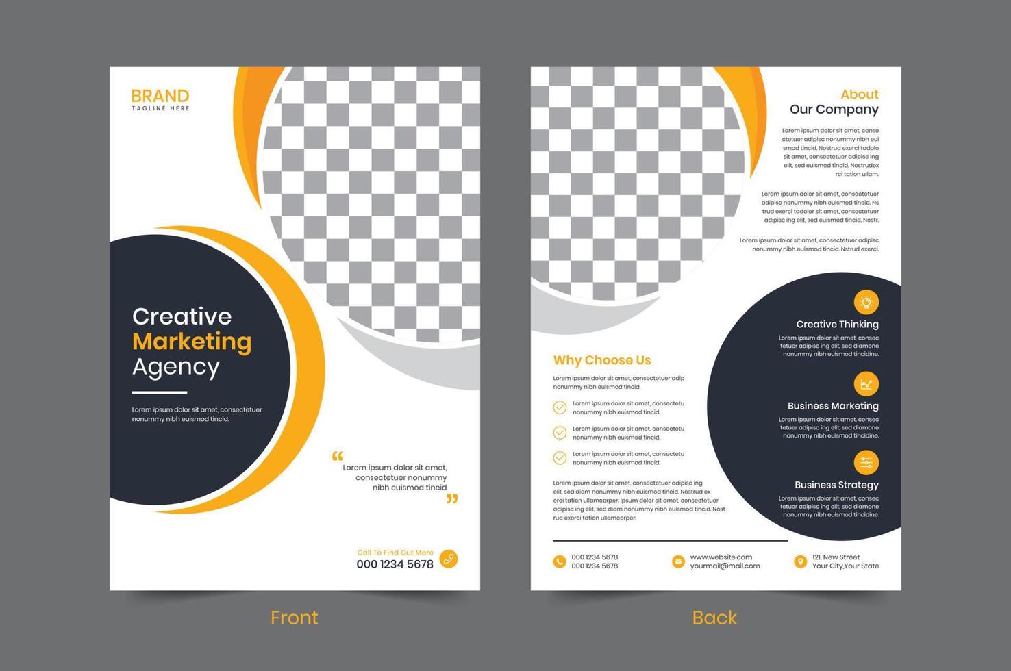 Professional two-sided Creative Corporate business flyer vector design template