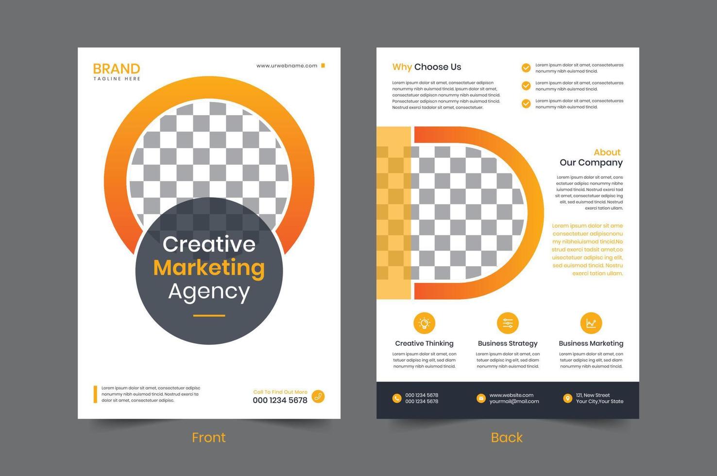 Two sided flyer template design with abstract style and minimalist style use for ads layout and leaflet vector