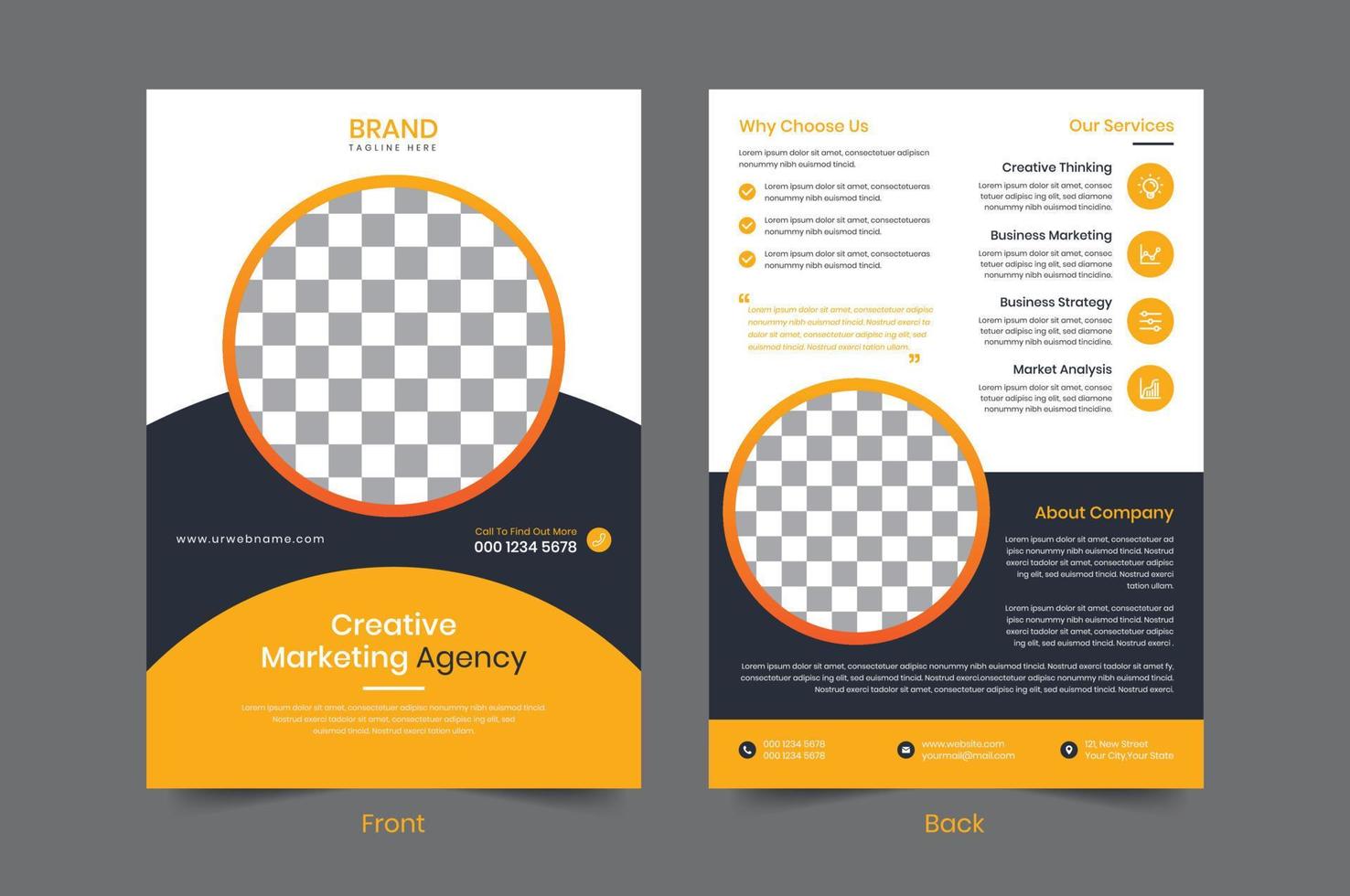 Creative Corporate business flyer template design. 2 sided poster Leaflet Brochure vector illustrator. For marketing, advertise, promotion, business proposal, Annual Report, book cover, education