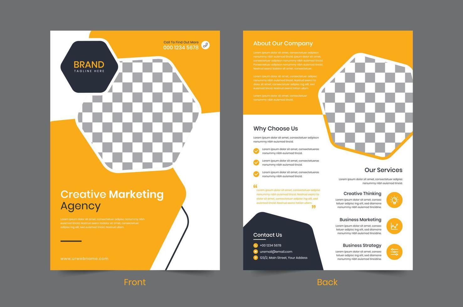 Creative Corporate business flyer template design. 2 sided Leaflet poster Brochure vector illustrator. For marketing, Annual Report, advertise, promotion, business proposal, book cover, education