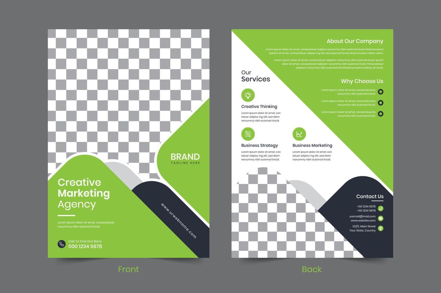 Creative Corporate business flyer template design. 2 sided poster Leaflet Brochure vector illustrator. For marketing, advertise, Annual Report, promotion, business proposal, book cover, education