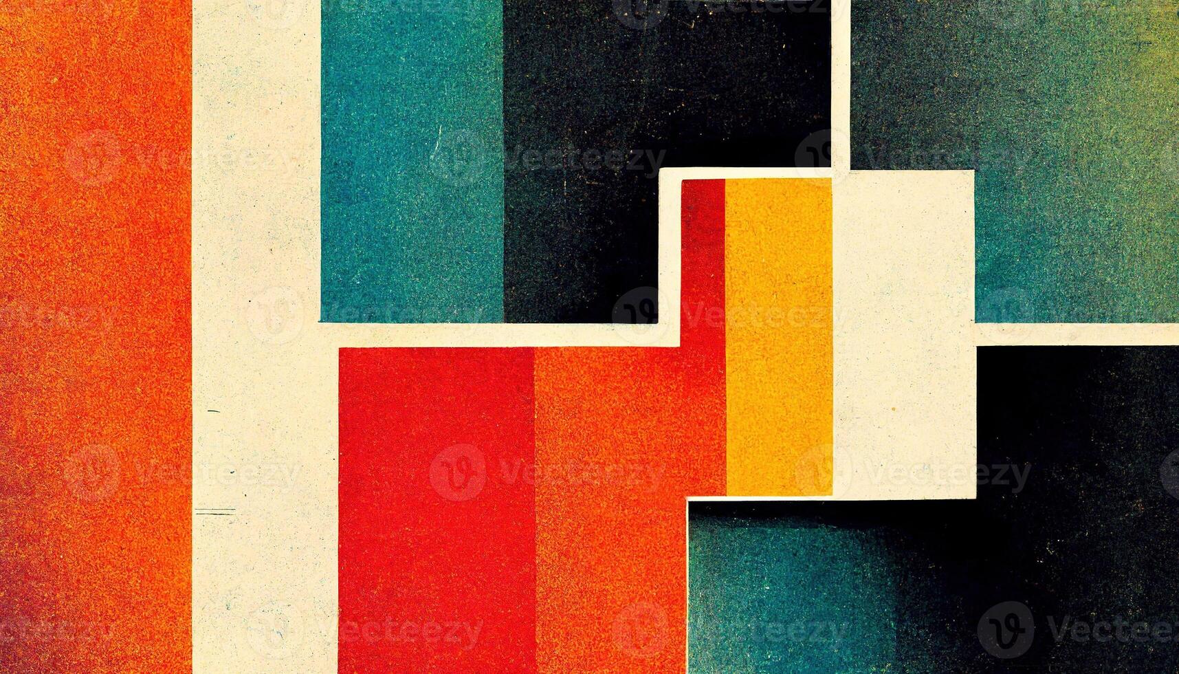 , abstract Bauhaus style background with grainy paper texture. Trendy contemporary minimal 20s geometric design. Digital art. photo