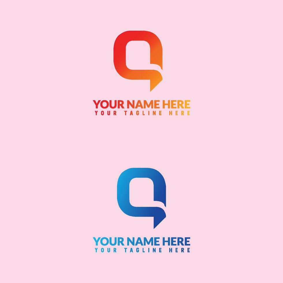 Q letter or Wordmarks logo design. vector