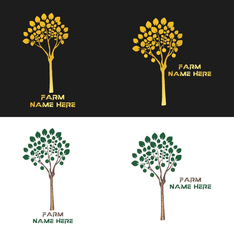 granja y árbol logo diseño. vector