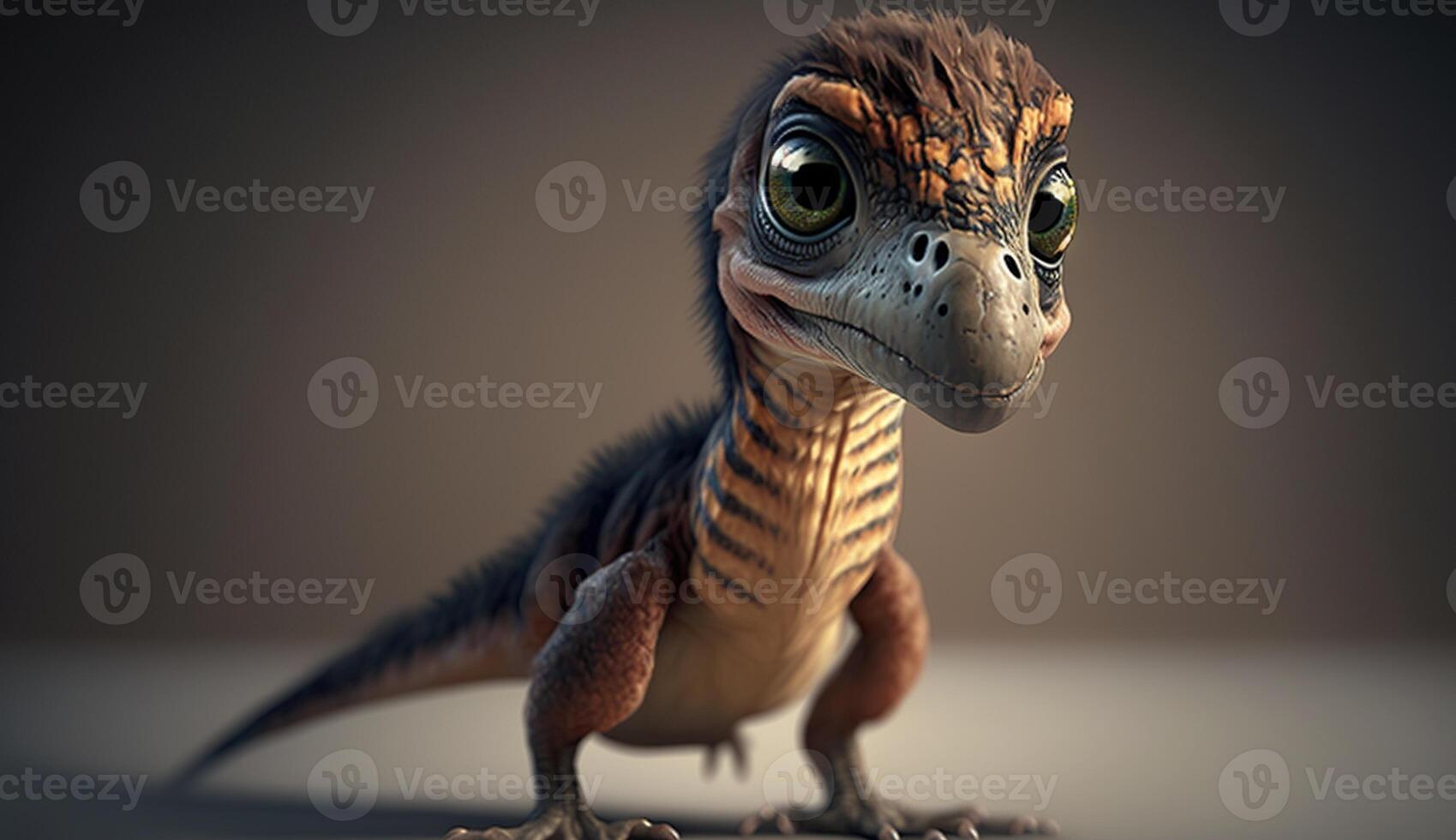 generativo ai, bebé de velociraptor, antiguo carnívoro dinosaurio, extinto animal. linda pequeño animal. foto