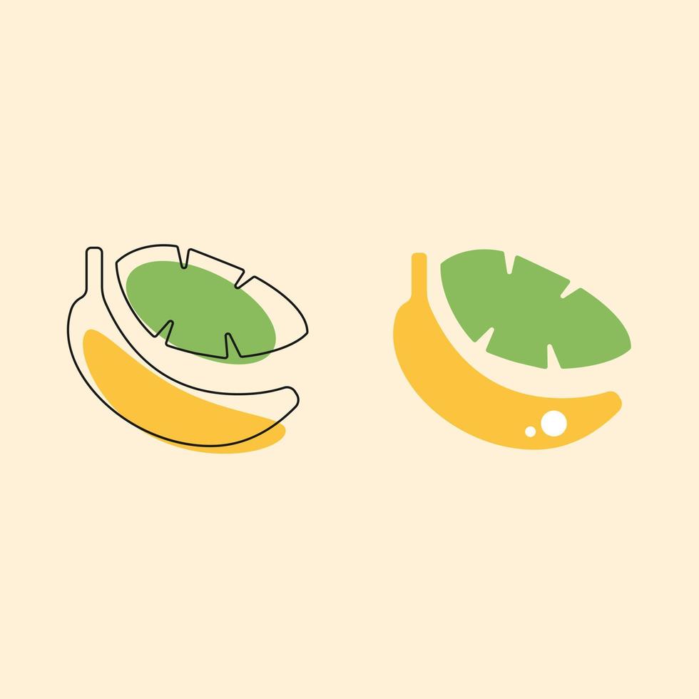 Banana line icon logo vector illustration, outline linear sign isolated on beige background