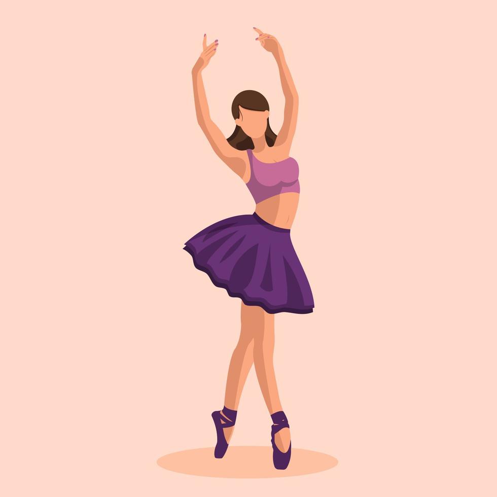 vector ilustración clásico ballet. caucásico blanco mujer ballet bailarín en tutu y pointe Zapatos bailando en beige antecedentes. hermosa joven sin rostro bailarina en un plano estilo