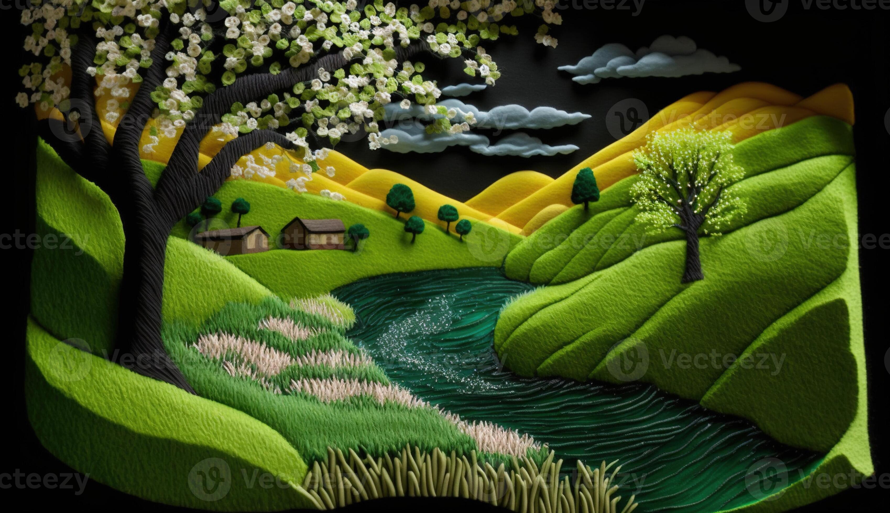 Yarn art landscape 