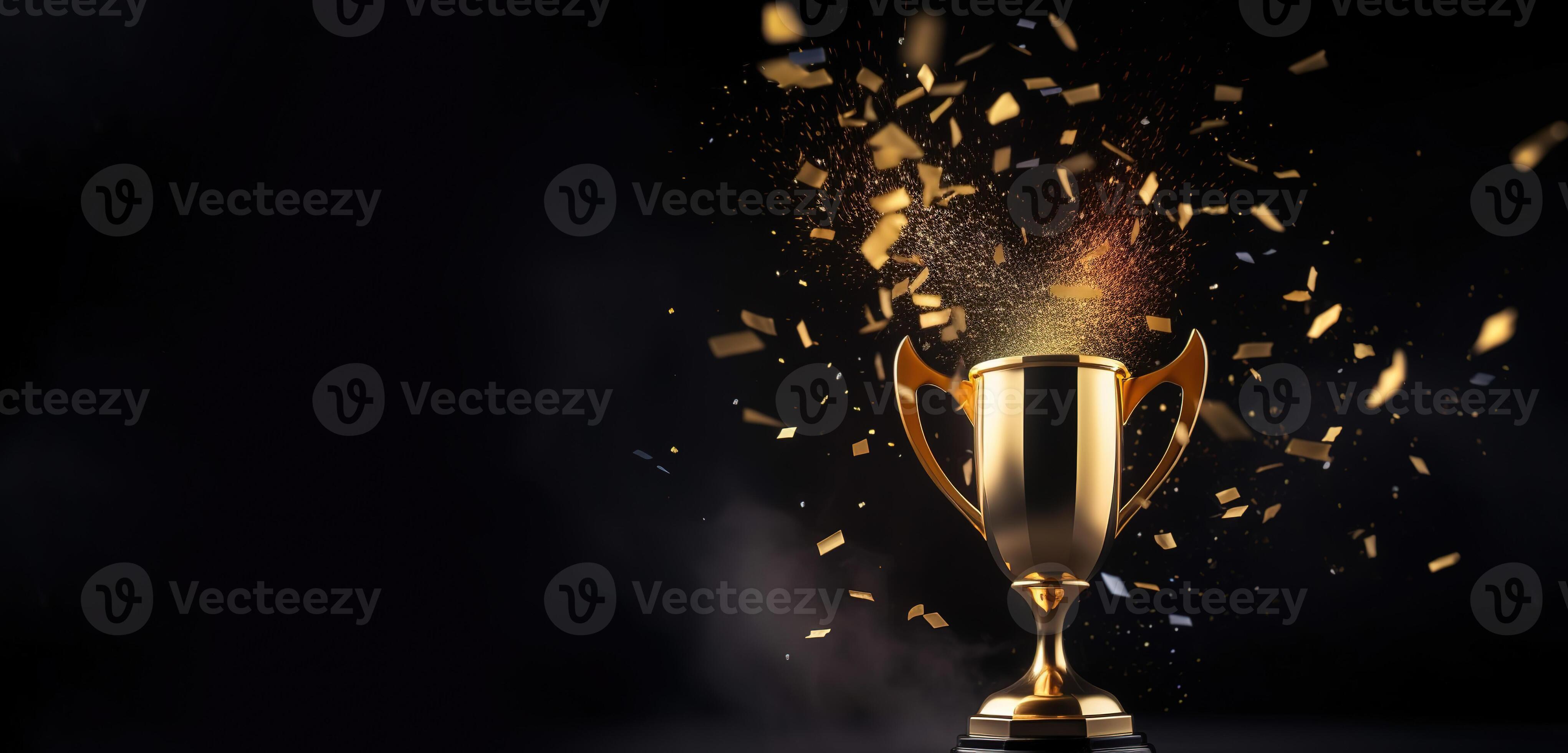 Generative AI, Winner trophy with flames, golden champion cup with