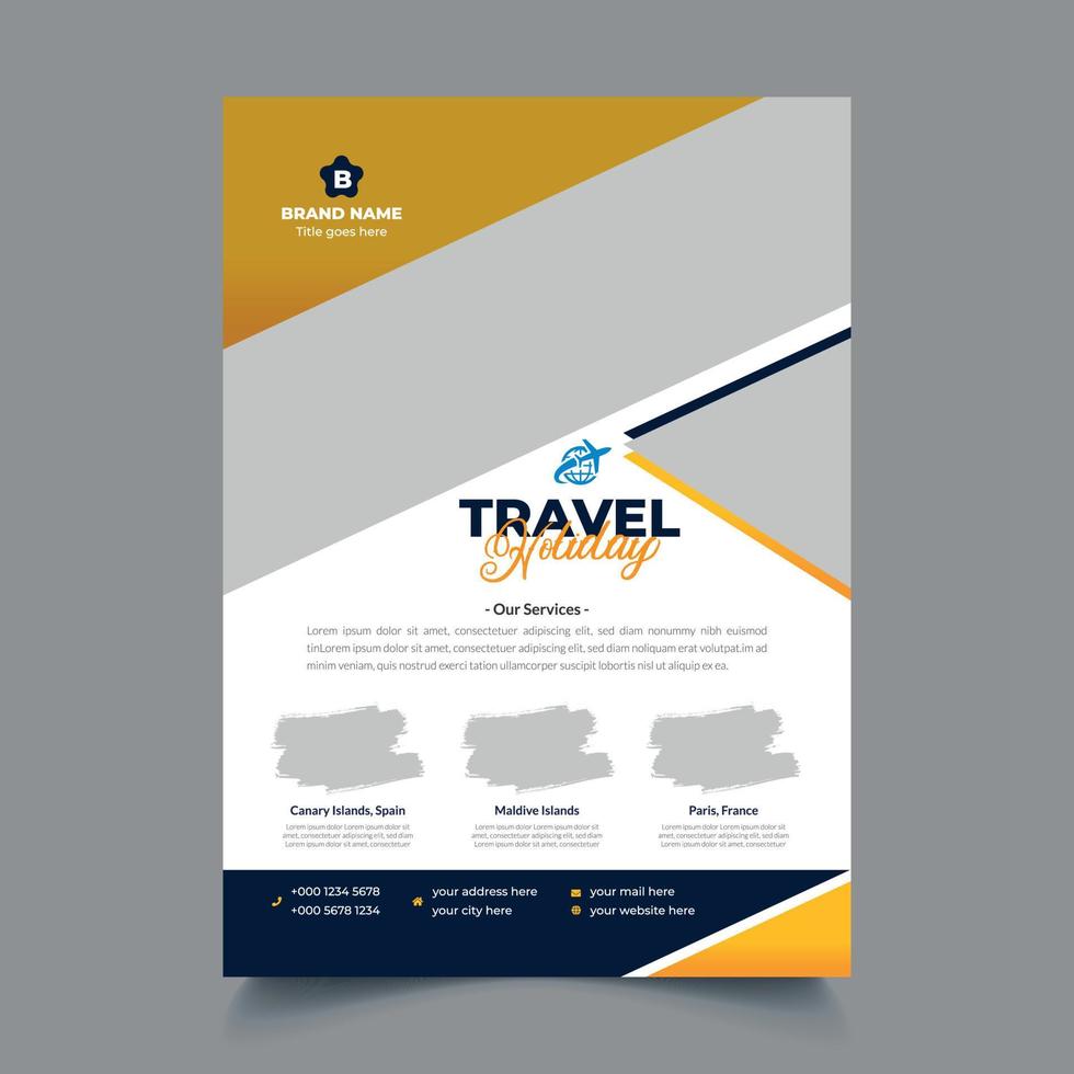 Tours And Travel Agency Flyer Design Template. Tourism Business Marketing Flyer Or Poster Pro Vector