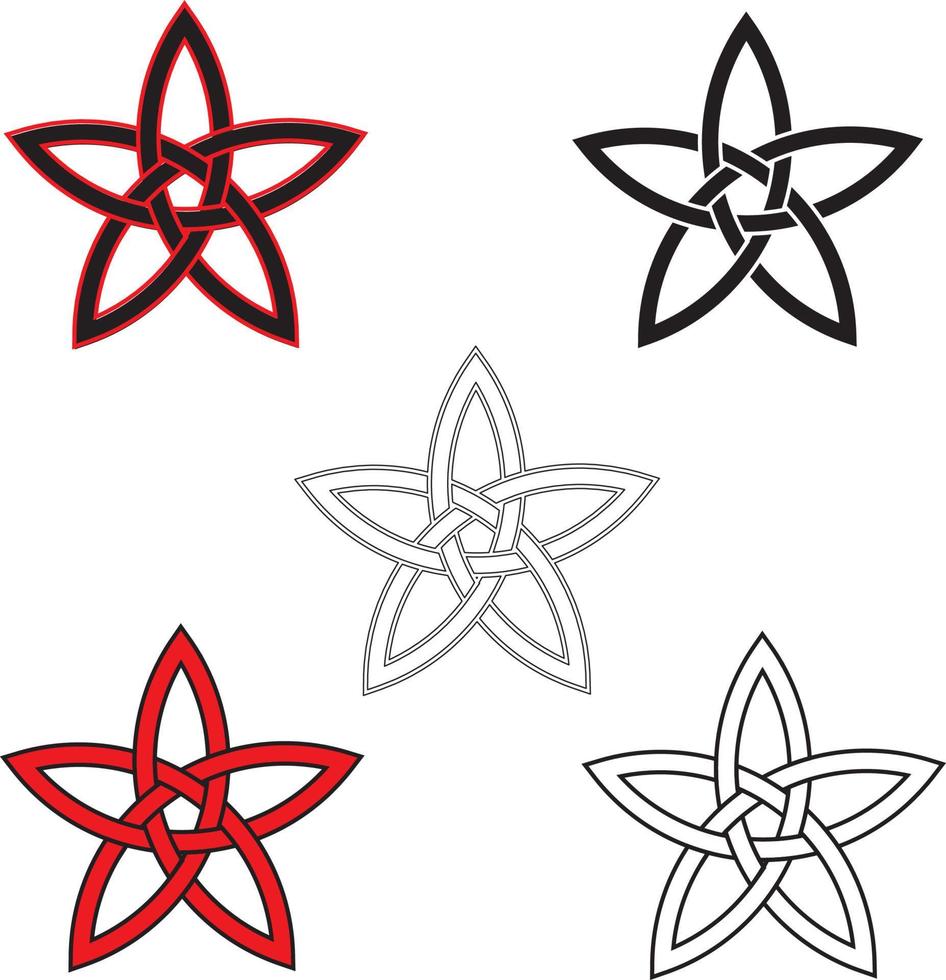 Celtic Star Hand Drawn Coloring Symbol Vector Various Composition