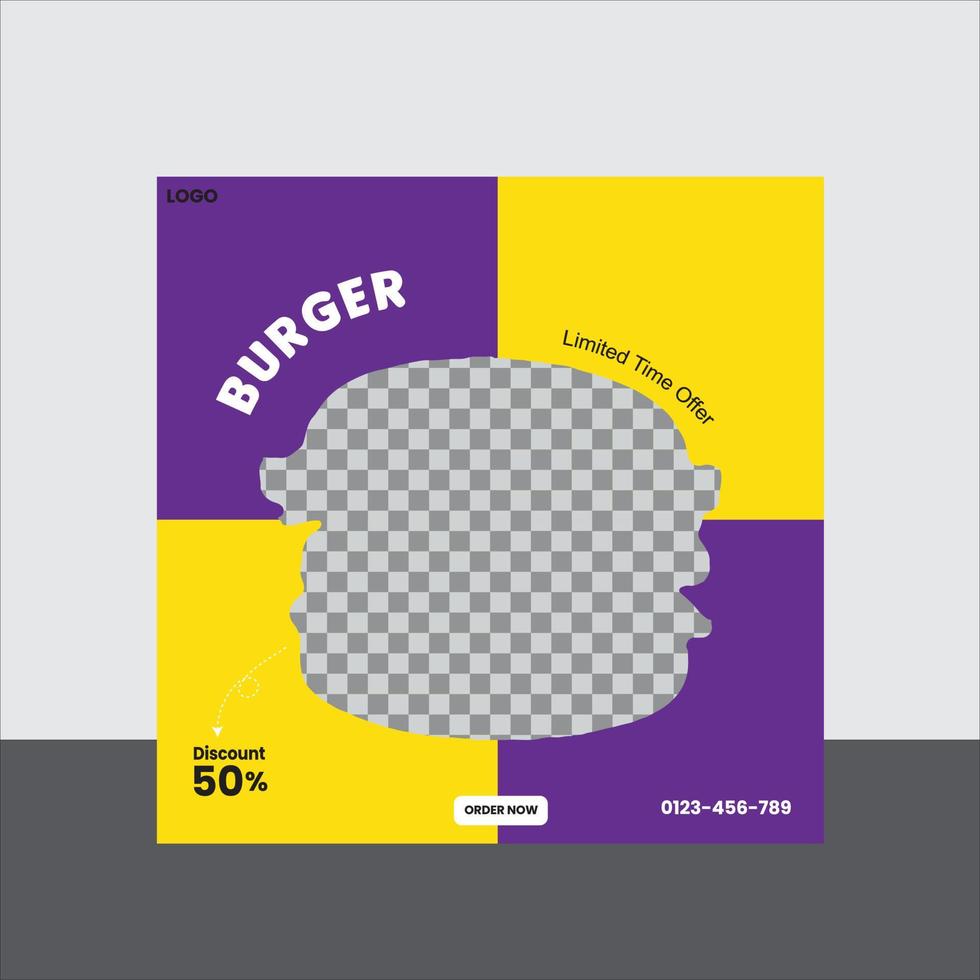 Special delicious burger social media post template vector