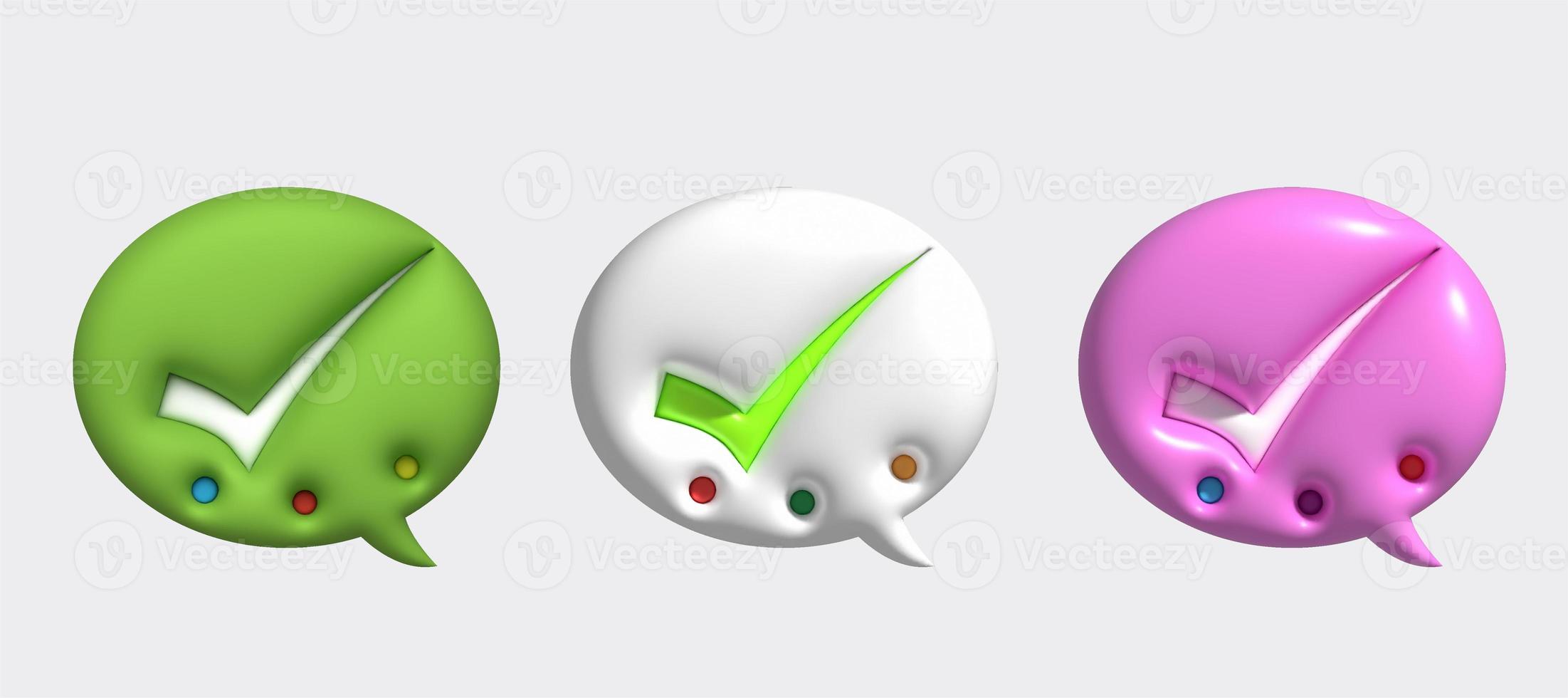 3D illustration Like or correct symbol,Confirmed or approved button photo