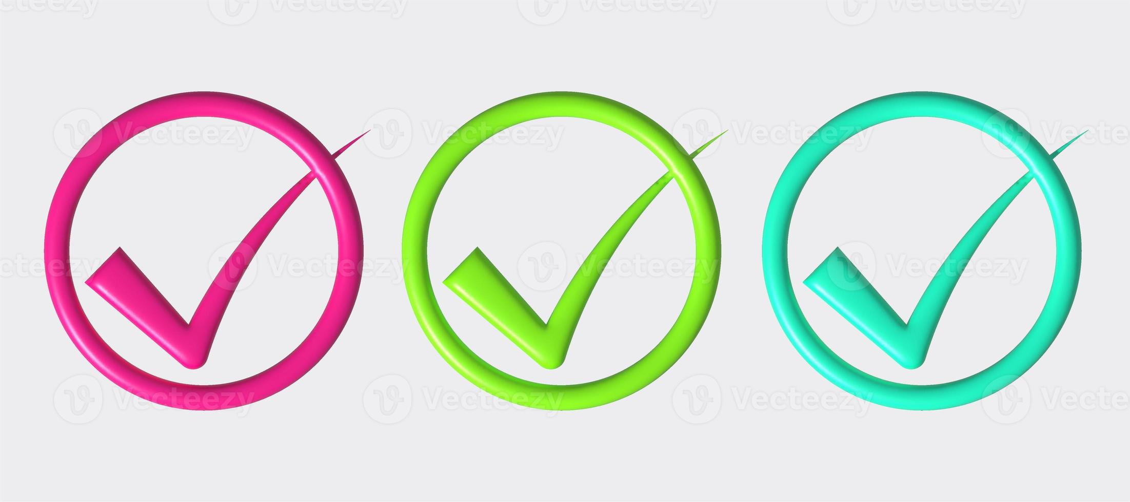 3D illustration Like or correct symbol,Confirmed or approved button photo