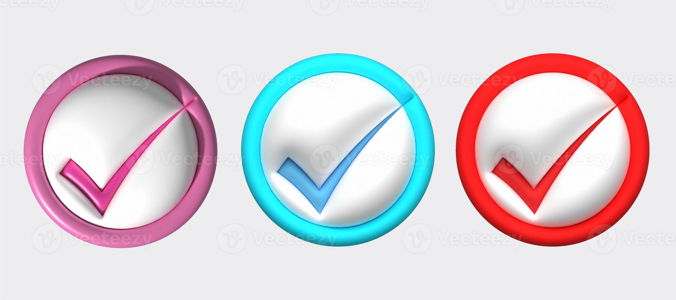 3D illustration Like or correct symbol,Confirmed or approved button photo