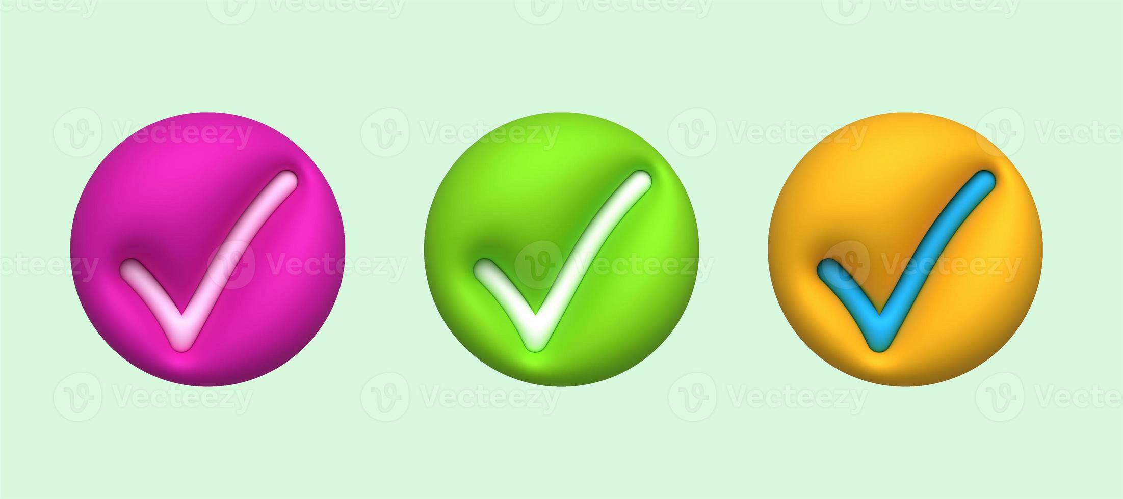 3D illustration Like or correct symbol,Confirmed or approved button photo