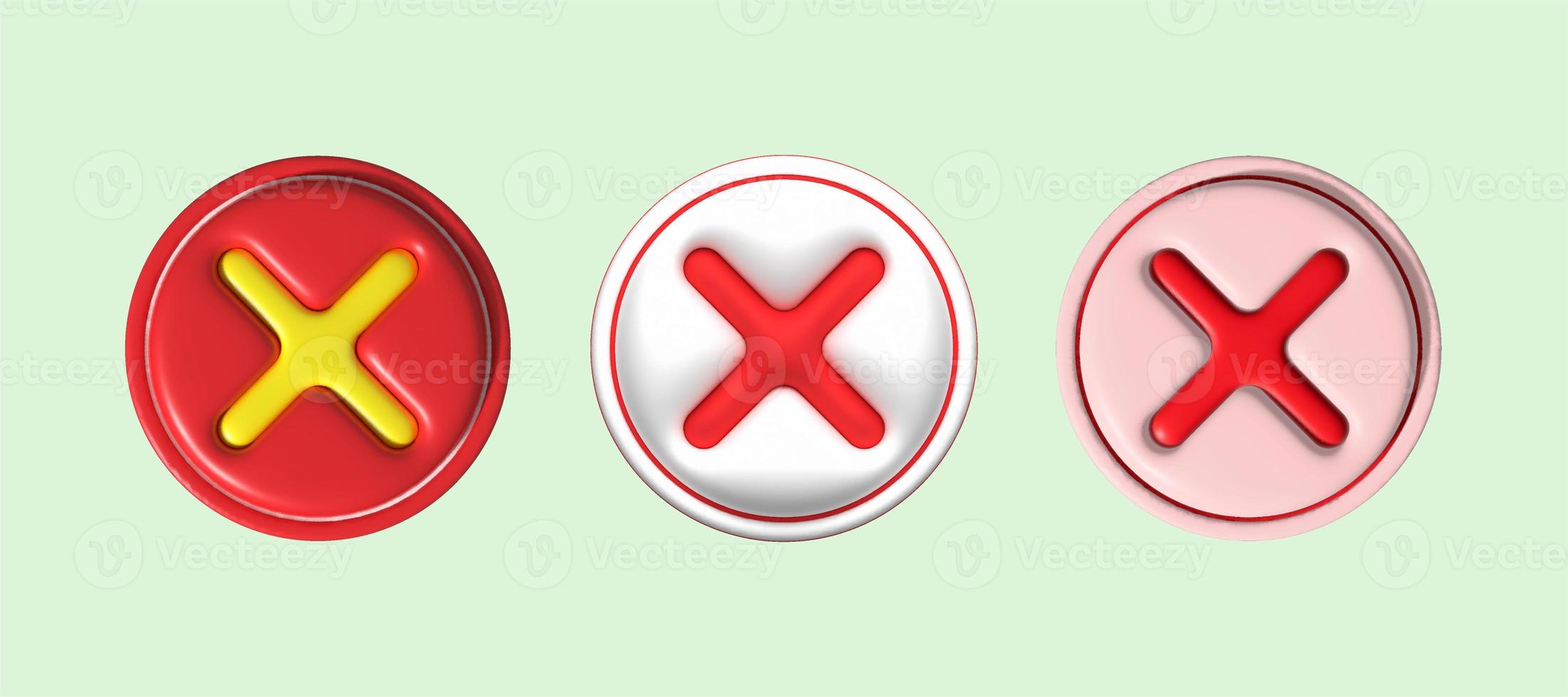 cross check mark icon button and no or wrong symbol on reject cancel sign  button . rendering 3D. 22377715 PNG