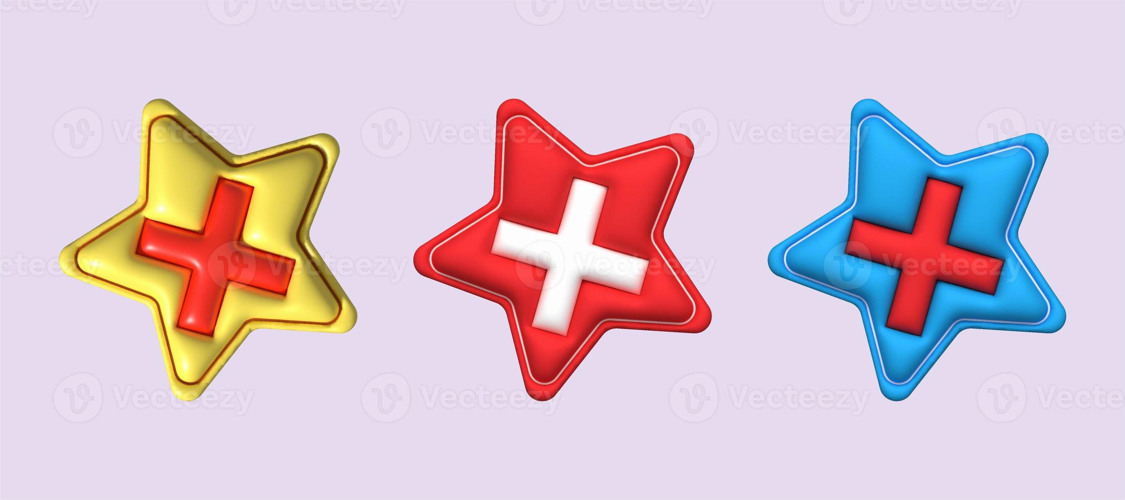 cross check mark icon button and no or wrong symbol on reject cancel sign  button . rendering 3D. 22377715 PNG