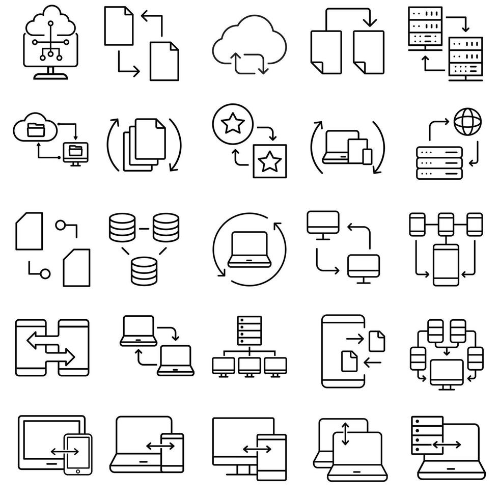 Data exchange icon vector set. data transfer illustration sign collection. data conversion symbol or logo.