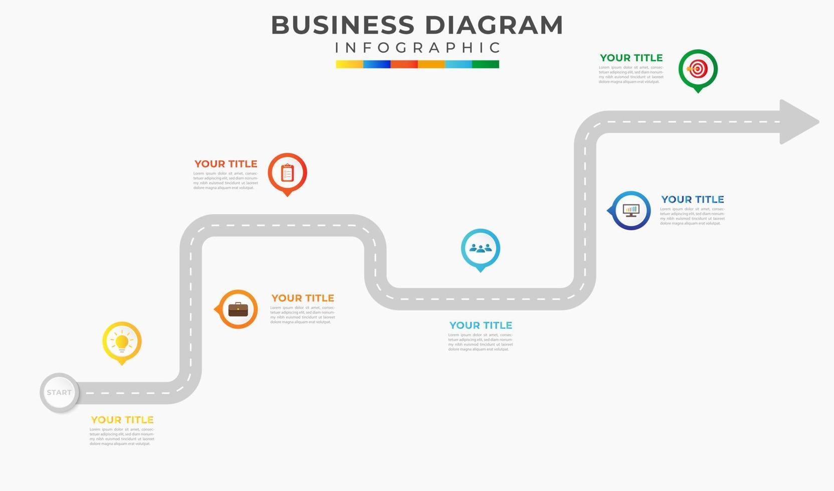 6 Steps modern Timeline diagram calendar with arrows vector