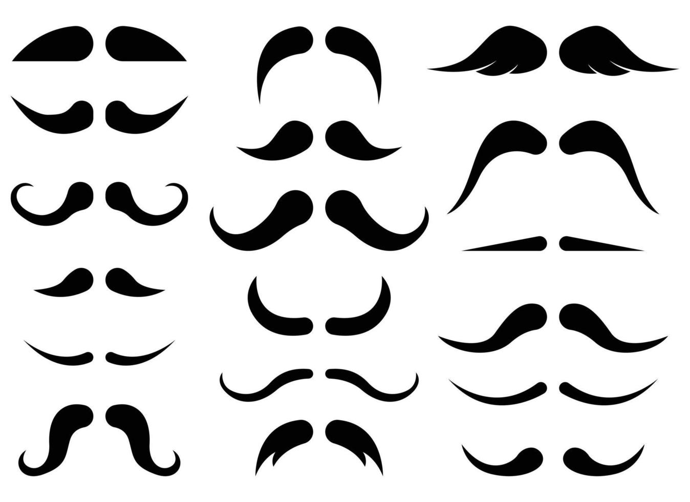 Black mustache collection vector illustration isolated on white