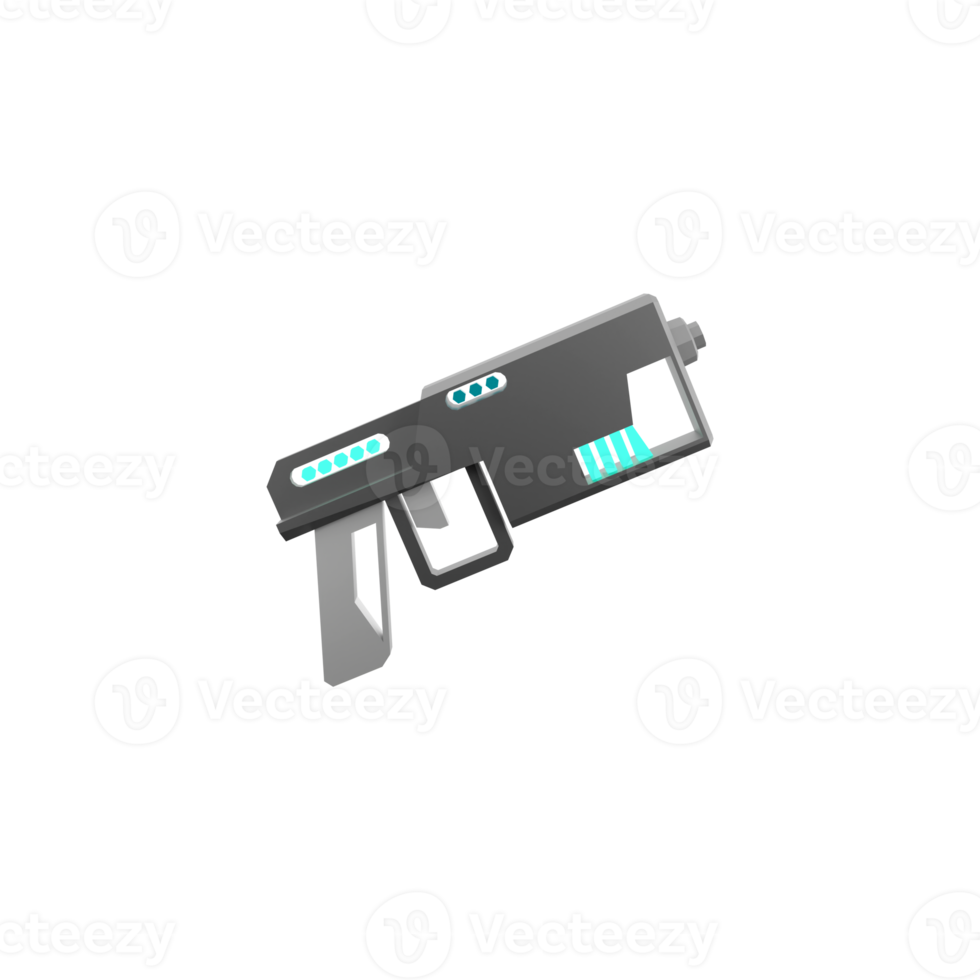 3d rendering ray gun low poly icon. 3d render sci-fi small beam weapon icon. png