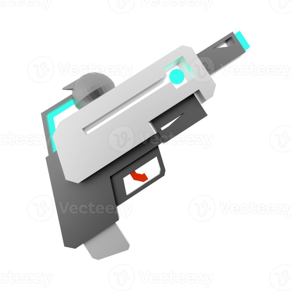 3d interpretazione laser pistola di il futuro Basso poli icona. 3d rendere spazio pistola, futuro tecnologie icona. png