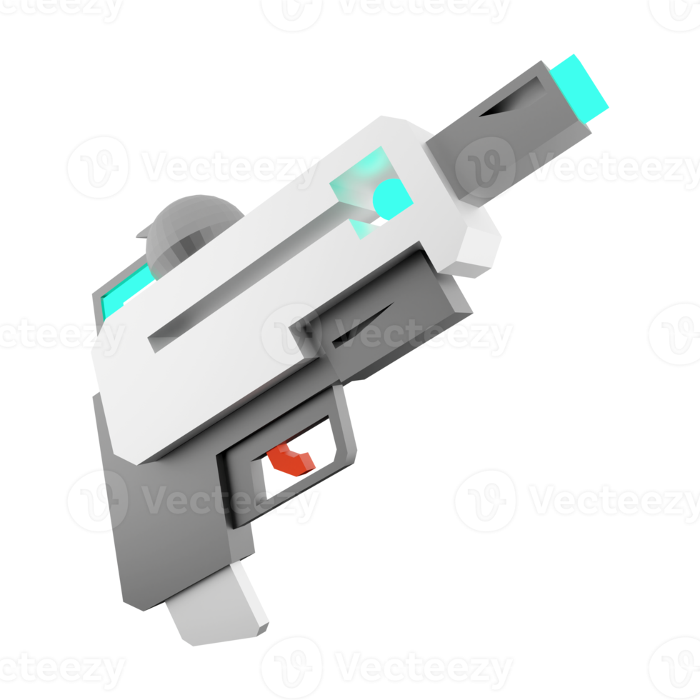 3d interpretazione laser pistola di il futuro Basso poli icona. 3d rendere spazio pistola, futuro tecnologie icona. png