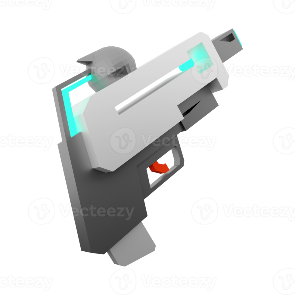 3d rendering laser gun of the future low poly icon. 3d render space gun, future technologies icon. png